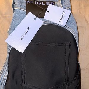Mugler blue colourblock skinny jeans